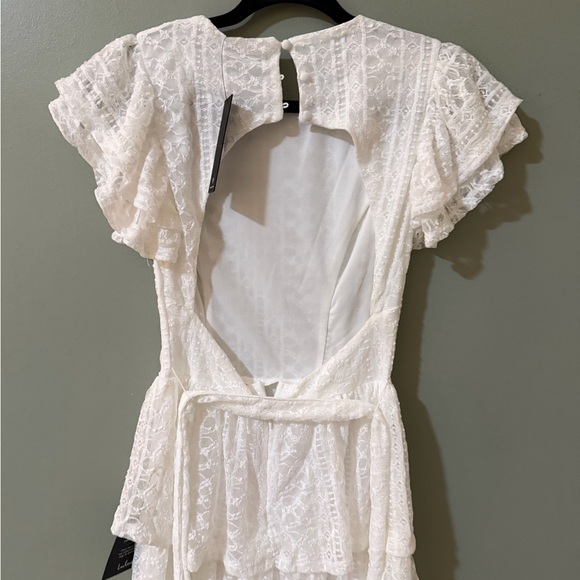Lulus Whimsical Spirit Ivory Lace Tiered Backless Midi Dress size small NWT - Picture 5 of 10